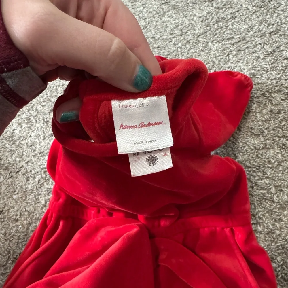 Hanna Andersson Girls Red Velour Jumpsuit